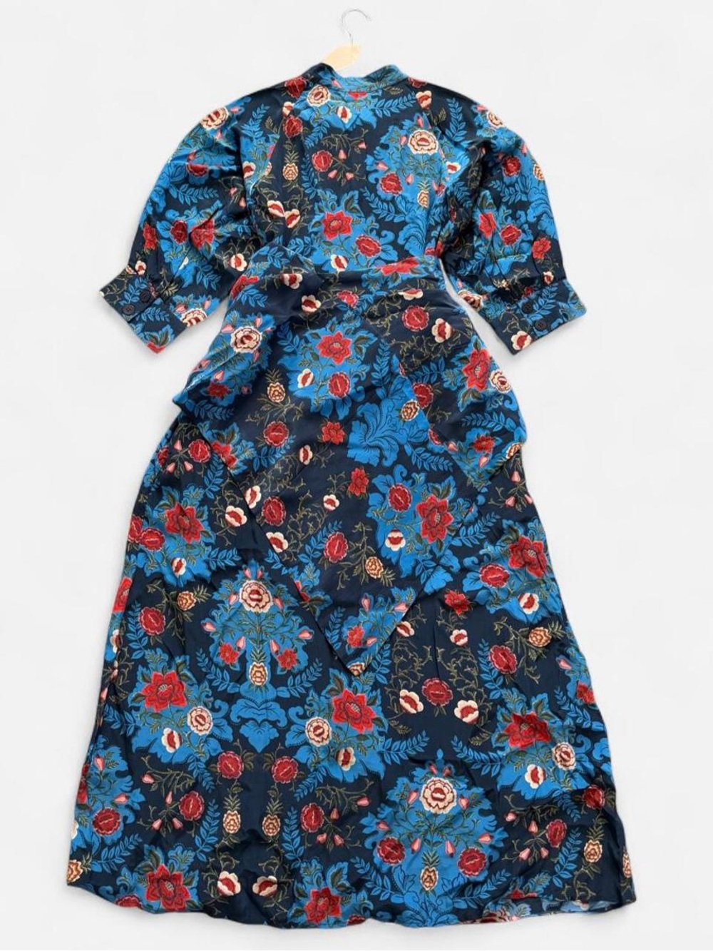 NWT FARM RIO Blue Arabesque Floral Midi Dress - Picture 7 of 14